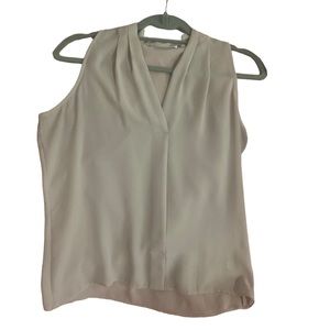 Violet and Claire Beige Women’s office sheer sleeveless blouse
